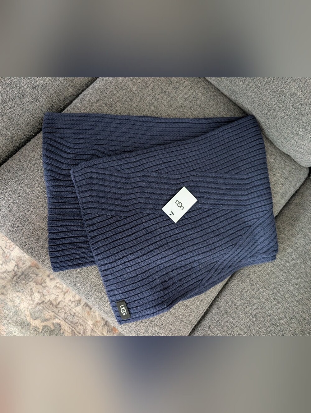 NWT UGG Rib-Knit Scarf Charcoal 74"L x 12"W